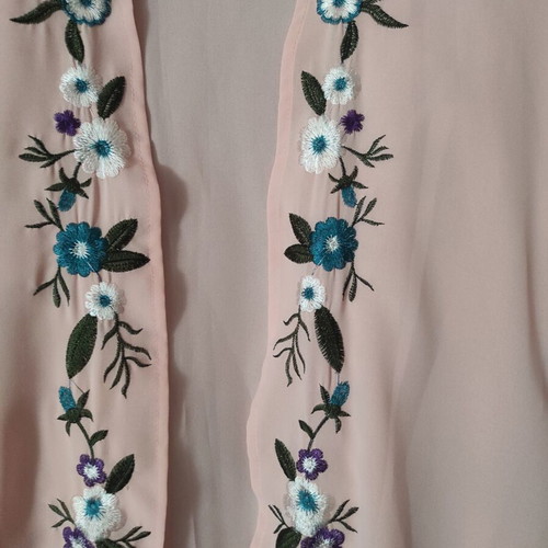 Shein long pink tunic with embroidered flowers like new