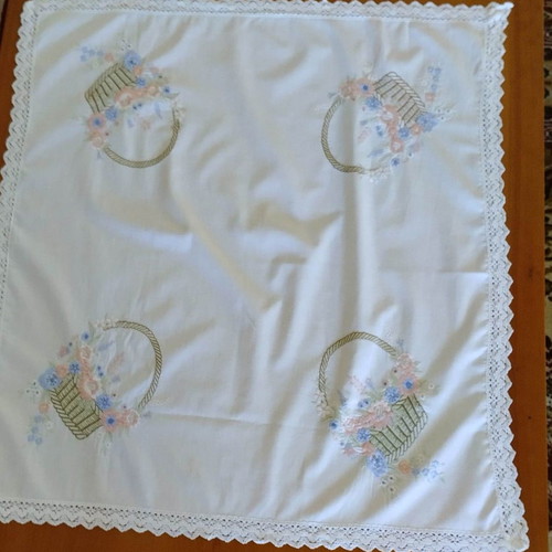 Spring embroidered and crocheted lace table linens pack of three used