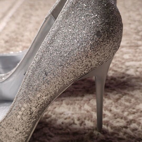 Silver glitter pumps like new, size 38, with box