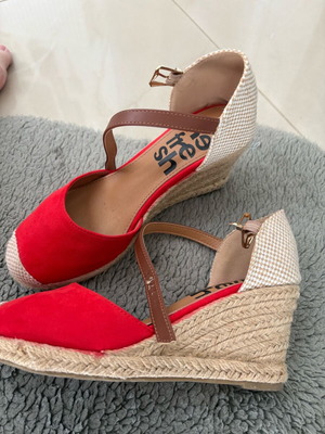 Espadrilles red, like new, size 38, wedge sandals