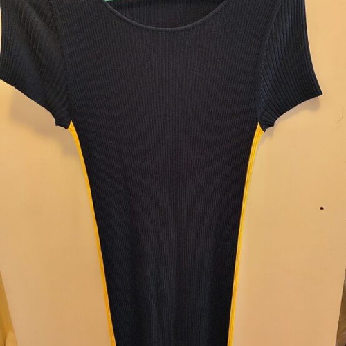Zara knitted blue dress with side stripe midi like new