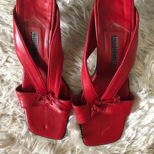 Moustakis shoes red sandals like new, size 38