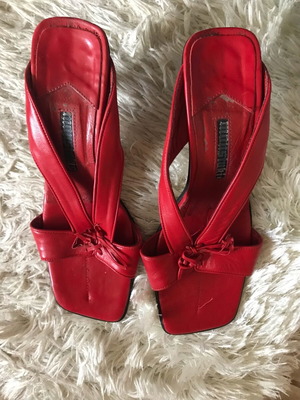 Moustakis shoes red sandals like new, size 38