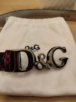 Ζώνη Dolce and Gabbana μεταχειρισμένη, δέρμα με δαντέλα, μαύρο και ροζ, μέγεθος 95