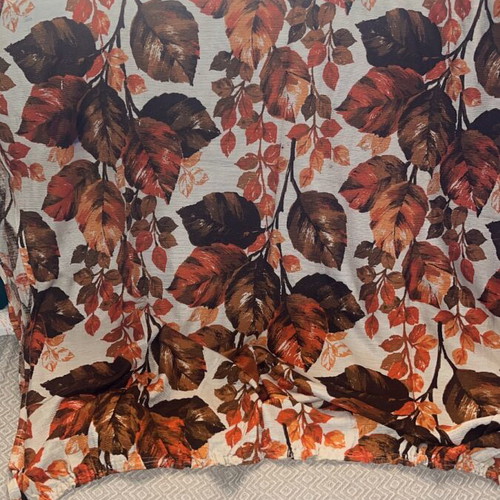Pair of 2 Vintage 70s Retro Curtains with Autumn Leaf Pattern