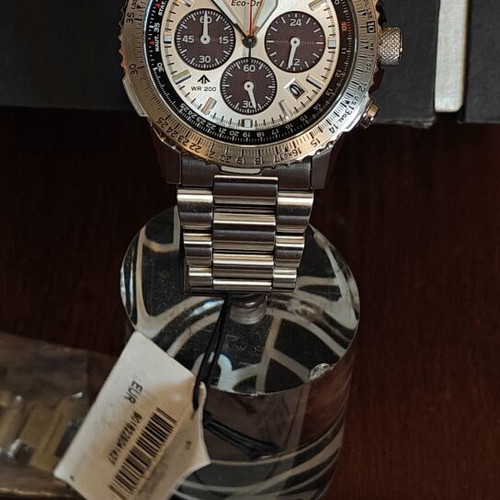 Citizen Promaster Sky EcoDrive Chronograph Silver Stainless Steel Bracelet watch like new