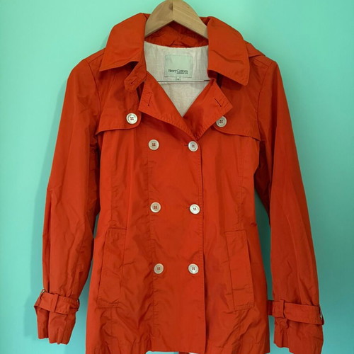 Henry Cottons red lightweight jacket used with detachable hood