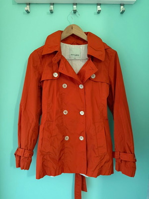 Henry Cottons red lightweight jacket used with detachable hood
