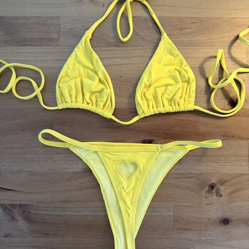 Vassia Kostara yellow bikini set like new, top large bottom medium