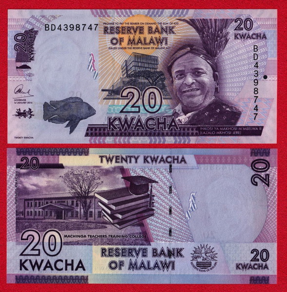 Χαρτονόμισμα Μαλάουι 20 KWACHA UNC