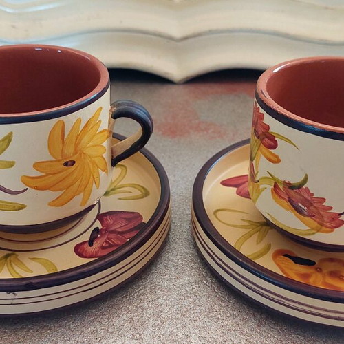 Clay coffee cups like new, set of 2 from Tinos