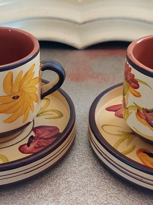 Clay coffee cups like new, set of 2 from Tinos
