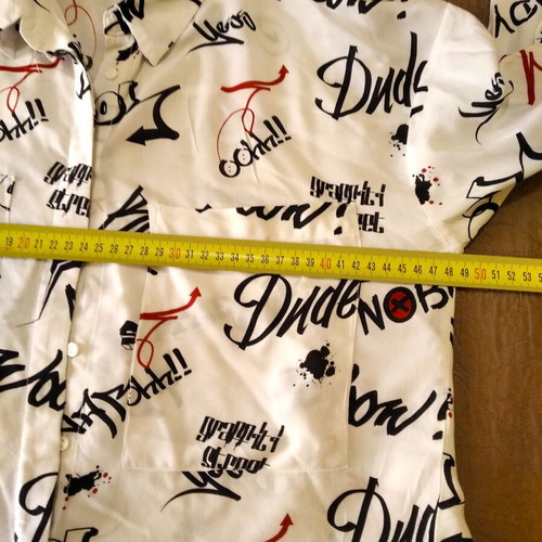 Stradivarius shirt with graffiti print, black and white