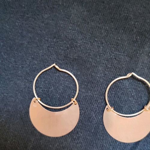 Silver Hoop Earrings with Copper Like New