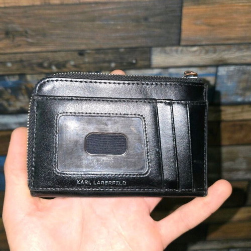 Karl Lagerfeld women's cardholder used, black, genuine leather