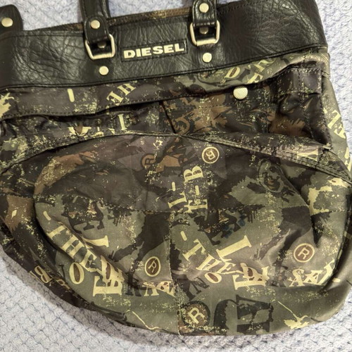 Diesel vintage Y2K 00's nylon tote bag used, khaki