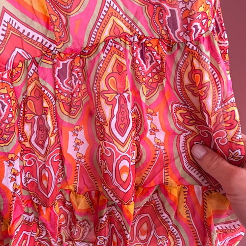 Boho dress tunic one size with ethnic print and stones, like new