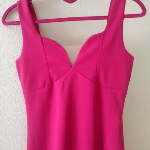 Fuchsia midi dress like new, size Small with slit and chest transparency