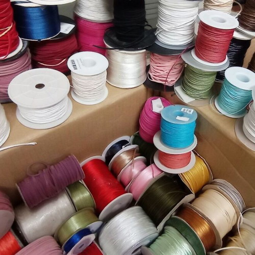 Craft Cord Spools like new, over 80 pieces, waxed leather satin