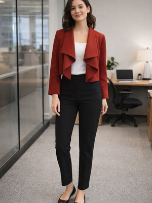 BSB crop jacket used, brick red, size S