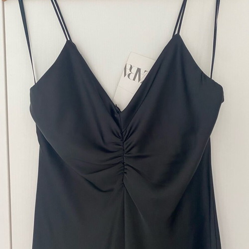 Zara midi satin dress black new, size S