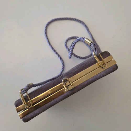 Vintage Purple Suede Evening Clutch with Rope Strap used