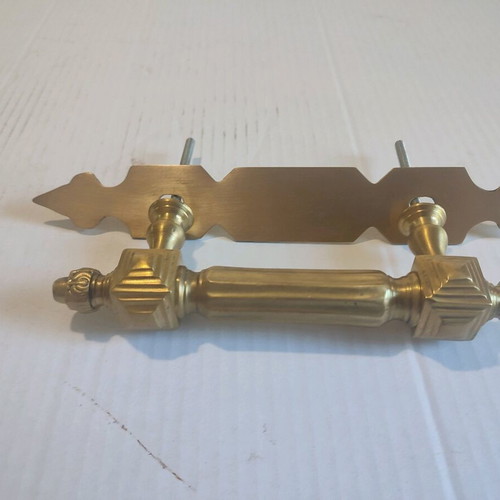 Door handle used, ornate solid brass