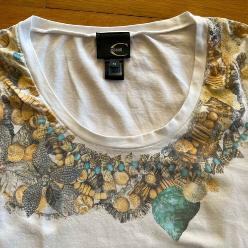 Just Cavalli white blouse used, size M, ¾ sleeves