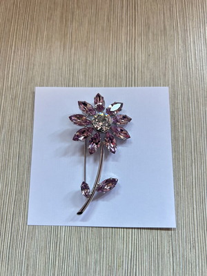 Swarovski vintage flower brooch with pink crystals like new