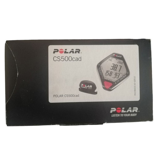 Polar CS500 bicycle computer used with heart rate monitor and sensors