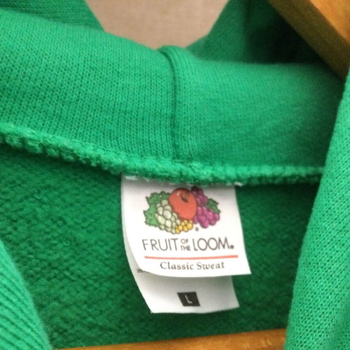 Fruit of the Loom long hoodie sweatshirt like new, green, size L