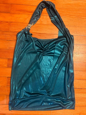 Madame Shou Shou women's blouse like new, green with jewel detail