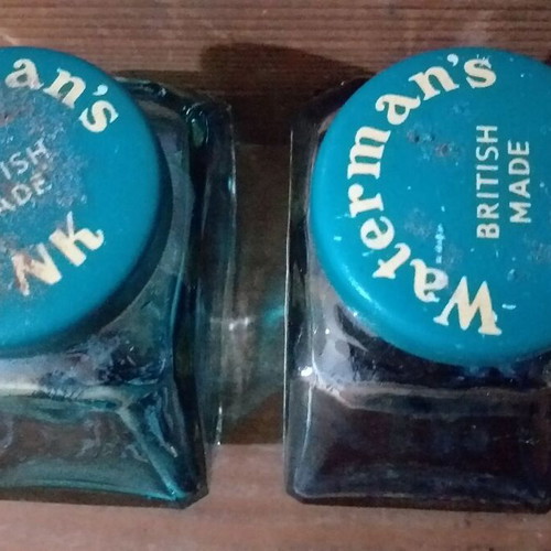 Waterman's collectible ink bottles used, set of 2