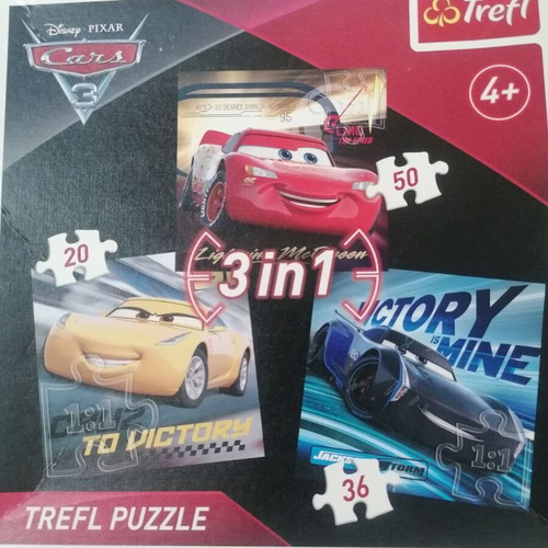 Trefl Cars 3 puzzle used, 3 designs, 20pcs 36pcs 50pcs