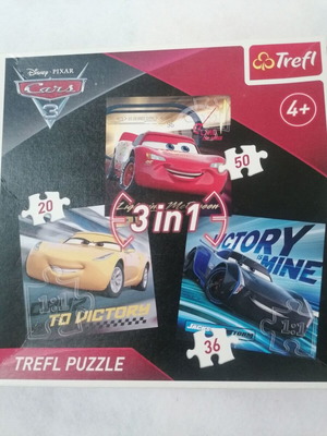 Trefl Cars 3 puzzle used, 3 designs, 20pcs 36pcs 50pcs