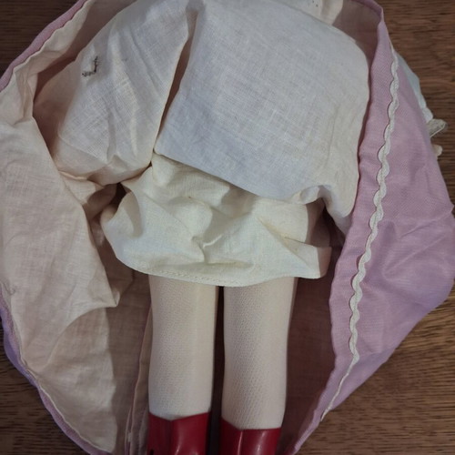 Vintage USSR doll 44cm used, clothes with wear