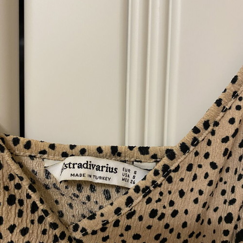 Stradivarius beige-black polka dot one-piece jumpsuit size S like new