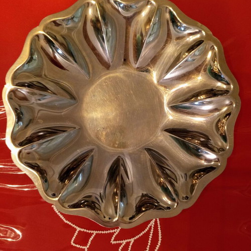Vintage Silver-Plated Metal Bowl used with Baroque Floral Relief