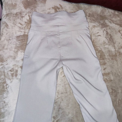 High-waisted pants like new, slim fit, gray ice white