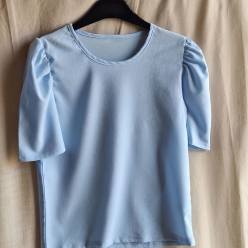 Girls Top 13 Years Baby Blue Summer Puff Sleeve