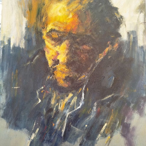 Original Acrylic Painting Expressionist Male Portrait 25x35 cm