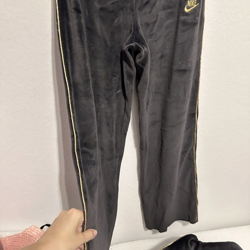 Nike Sportswear kids velour tracksuit set, charcoal and gold, size S