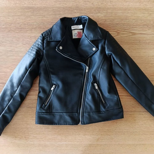 Orchestra faux leather jacket used with fur, 8 years, black, 128 cm
