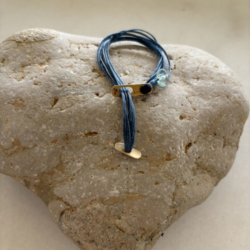 Apriati 18K Gold Multi-Cord Bracelet with Aquamarine Gemstone like new