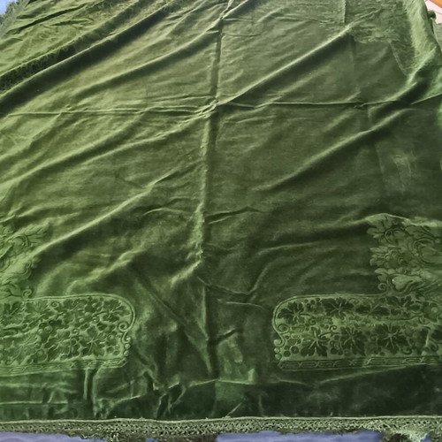 Velour vintage tablecloth used with some openings