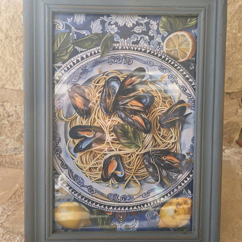 Rustic vintage style frame new, shabby chic dusty blue finish
