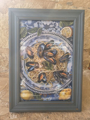 Rustic vintage style frame new, shabby chic dusty blue finish