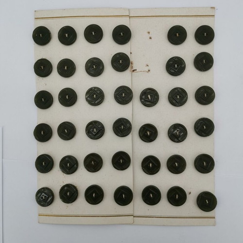 Green bone buttons used, pack of 40, 1960s vintage