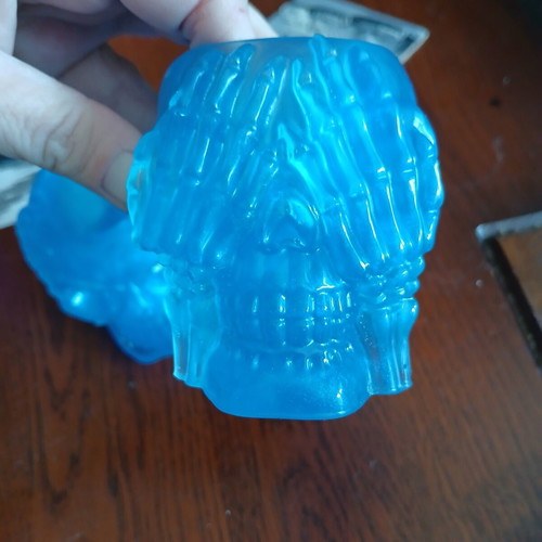 Set of 3 handmade skull-shaped tealight holders hear no evil, see no evil, speak no evil
