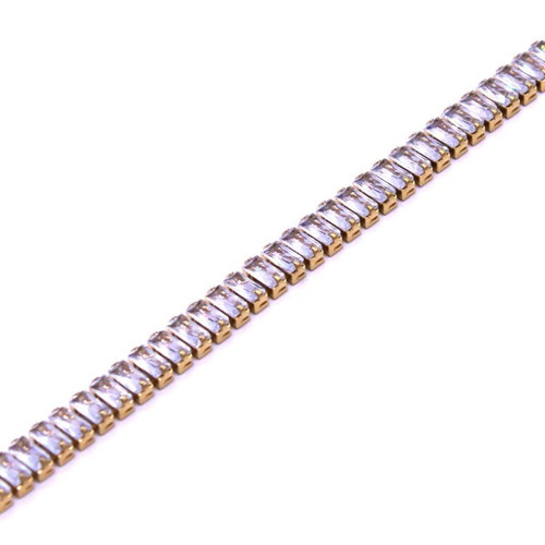 Steel Riviera Bracelet with Baguette Crystals, Silver and Gold, new